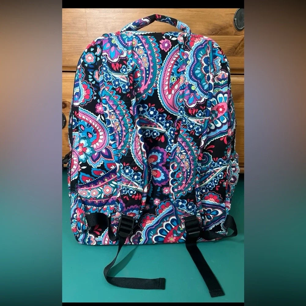 Vera Bradley Haymarket Paisley Black Floral LG Essential Laptop Backpack - Picture 2 of 11